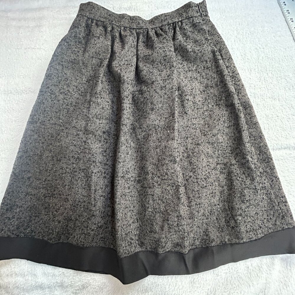Jo No Fui Womens Wool Blend A-Line Skirt Black Gray Pockets Lined Made in Italy